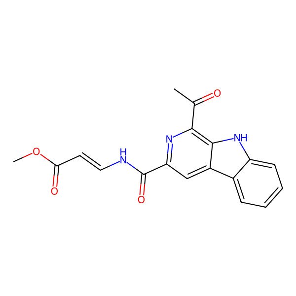 2D Structure of methyl 3-[(1-acetyl-9H-pyrido[3,4-b]indole-3-carbonyl)amino]prop-2-enoate