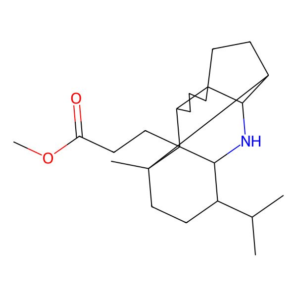 2D Structure of Methyl 3-(1-methyl-14-propan-2-yl-12-azapentacyclo[8.6.0.02,13.03,7.07,11]hexadecan-2-yl)propanoate