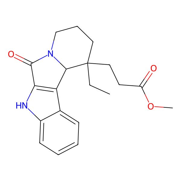 2D Structure of methyl 3-[(11R,11aS)-11-ethyl-6-oxo-8,9,10,11a-tetrahydro-5H-indolizino[2,1-b]indol-11-yl]propanoate