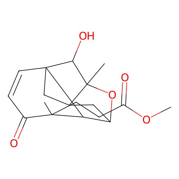2D Structure of Methyl 3-(12-hydroxy-5,9-dimethyl-4-oxo-8-oxatetracyclo[7.2.1.17,10.01,6]tridec-2-en-5-yl)propanoate