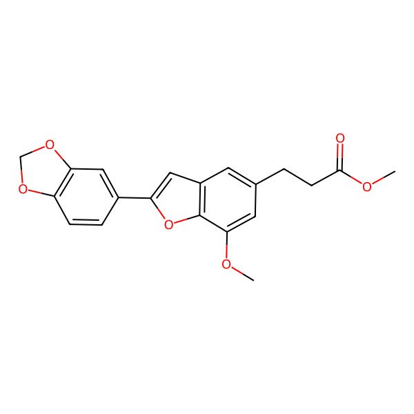2D Structure of Methyl 3-[2-(1,3-benzodioxol-5-yl)-7-methoxy-1-benzofuran-5-yl]propanoate