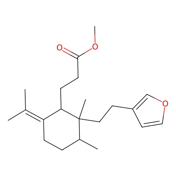2D Structure of Methyl 3-[2-[2-(furan-3-yl)ethyl]-2,3-dimethyl-6-propan-2-ylidenecyclohexyl]propanoate