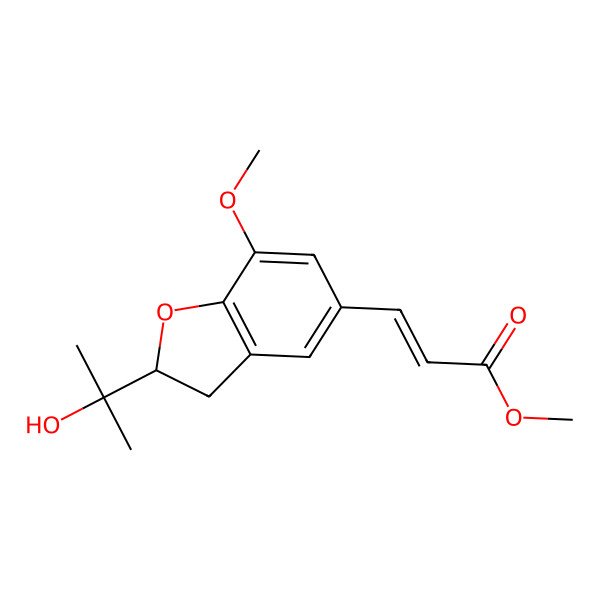 2D Structure of Methyl 3-[2-(2-hydroxypropan-2-yl)-7-methoxy-2,3-dihydro-1-benzofuran-5-yl]prop-2-enoate
