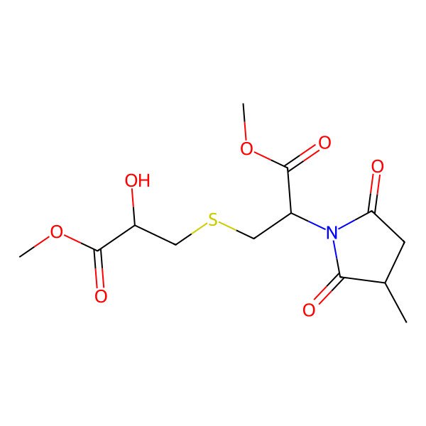 2D Structure of Methyl 3-(2-hydroxy-3-methoxy-3-oxopropyl)sulfanyl-2-(3-methyl-2,5-dioxopyrrolidin-1-yl)propanoate