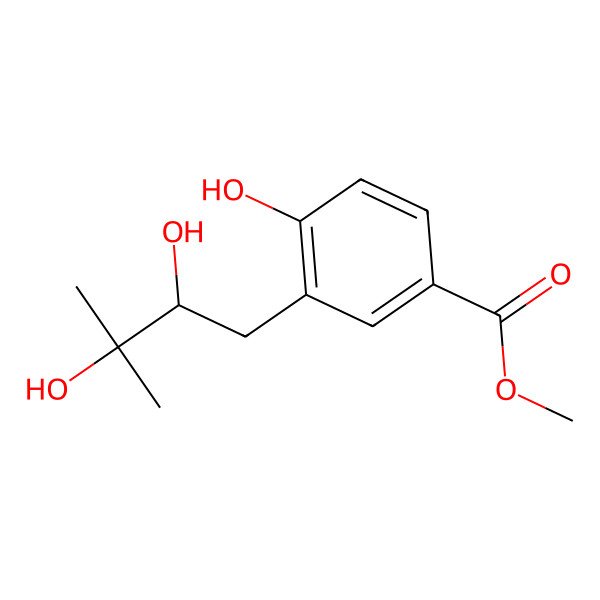 2D Structure of Methyl 3-(2,3-dihydroxy-3-methylbutyl)-4-hydroxybenzoate 2D Structure of Methyl 3-(2,3-dihydroxy-3-methylbutyl)-4-hydroxybenzoate