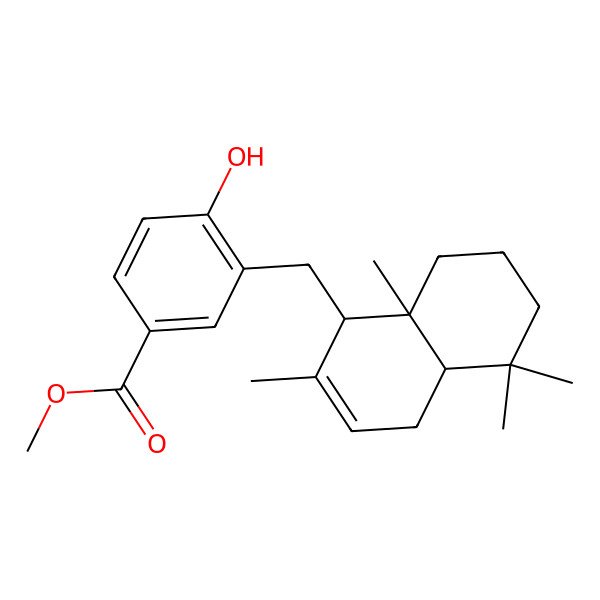 2D Structure of Methyl 3-[(2,5,5,8a-tetramethyl-1,4,4a,6,7,8-hexahydronaphthalen-1-yl)methyl]-4-hydroxybenzoate