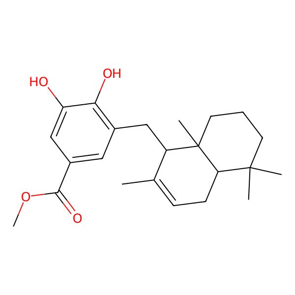 2D Structure of Methyl 3-[(2,5,5,8a-tetramethyl-1,4,4a,6,7,8-hexahydronaphthalen-1-yl)methyl]-4,5-dihydroxybenzoate