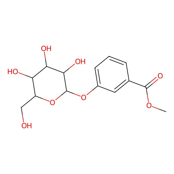 2D Structure of methyl 3-[(2S,3R,4S,5S,6R)-3,4,5-trihydroxy-6-(hydroxymethyl)oxan-2-yl]oxybenzoate