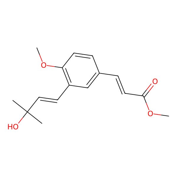 2D Structure of Methyl 3-[3-(3-hydroxy-3-methylbut-1-enyl)-4-methoxyphenyl]prop-2-enoate