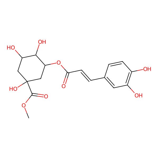 2D Structure of Methyl 3-[3-(3,4-dihydroxyphenyl)prop-2-enoyloxy]-1,4,5-trihydroxycyclohexane-1-carboxylate