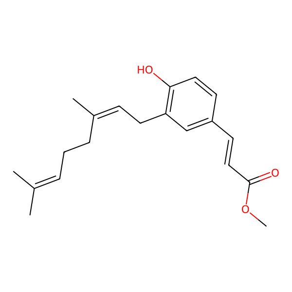 2D Structure of Methyl 3-[3-(3,7-dimethylocta-2,6-dienyl)-4-hydroxyphenyl]prop-2-enoate