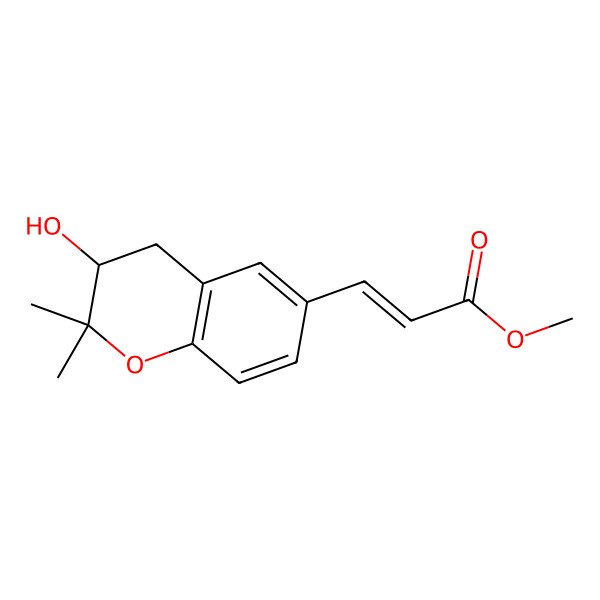 2D Structure of Methyl 3-(3-hydroxy-2,2-dimethyl-3,4-dihydrochromen-6-yl)prop-2-enoate 2D Structure of Methyl 3-(3-hydroxy-2,2-dimethyl-3,4-dihydrochromen-6-yl)prop-2-enoate