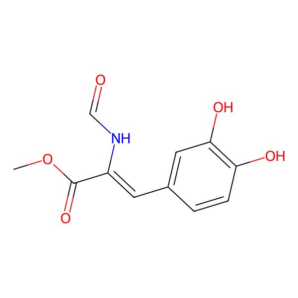 2D Structure of Methyl 3-(3,4-dihydroxyphenyl)-2-formamidoprop-2-enoate