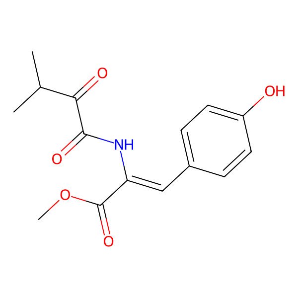 2D Structure of Methyl 3-(4-hydroxyphenyl)-2-[(3-methyl-2-oxobutanoyl)amino]prop-2-enoate