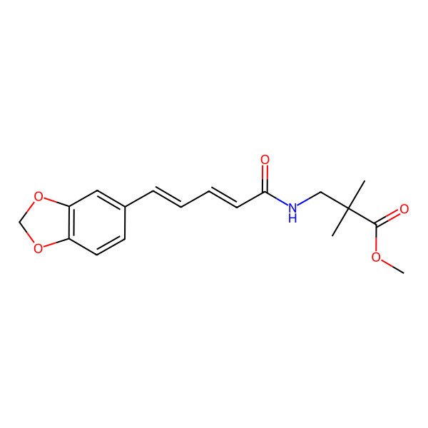 2D Structure of Methyl 3-[5-(1,3-benzodioxol-5-yl)penta-2,4-dienoylamino]-2,2-dimethylpropanoate