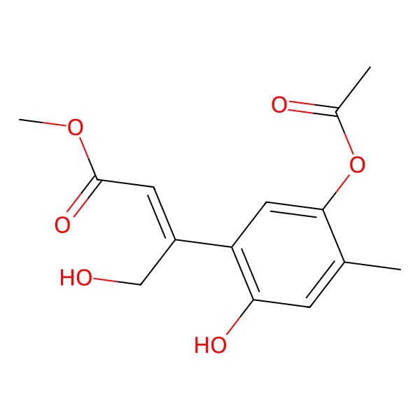 2D Structure of Methyl 3-(5-acetyloxy-2-hydroxy-4-methylphenyl)-4-hydroxybut-2-enoate