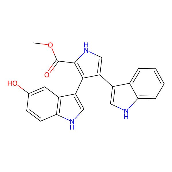2D Structure of methyl 3-(5-hydroxy-1H-indol-3-yl)-4-(1H-indol-3-yl)-1H-pyrrole-2-carboxylate