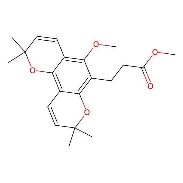 2D Structure of Methyl 3-(5-methoxy-2,2,8,8-tetramethylpyrano[2,3-h]chromen-6-yl)propanoate