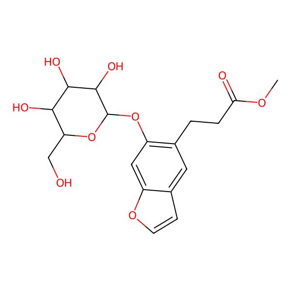 2D Structure of Methyl 3-[6-[3,4,5-trihydroxy-6-(hydroxymethyl)oxan-2-yl]oxy-1-benzofuran-5-yl]propanoate