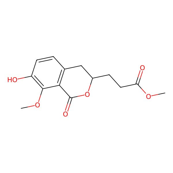 2D Structure of Methyl 3-(7-hydroxy-8-methoxy-1-oxo-3,4-dihydroisochromen-3-yl)propanoate