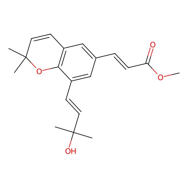 2D Structure of Methyl 3-[8-(3-hydroxy-3-methylbut-1-enyl)-2,2-dimethylchromen-6-yl]prop-2-enoate
