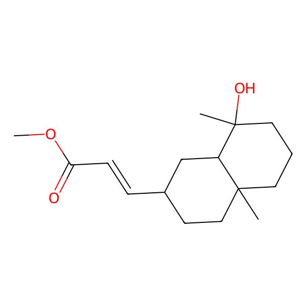 2D Structure of Methyl 3-(8-hydroxy-4a,8-dimethyl-1,2,3,4,5,6,7,8a-octahydronaphthalen-2-yl)prop-2-enoate 2D Structure of Methyl 3-(8-hydroxy-4a,8-dimethyl-1,2,3,4,5,6,7,8a-octahydronaphthalen-2-yl)prop-2-enoate