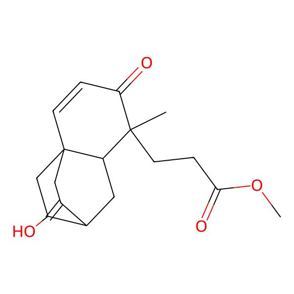 2D Structure of Methyl 3-(9-hydroxy-5-methyl-12-methylidene-4-oxo-5-tricyclo[6.2.2.01,6]dodec-2-enyl)propanoate