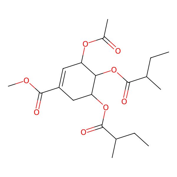 2D Structure of Methyl 3-acetyloxy-4,5-bis(2-methylbutanoyloxy)cyclohexene-1-carboxylate
