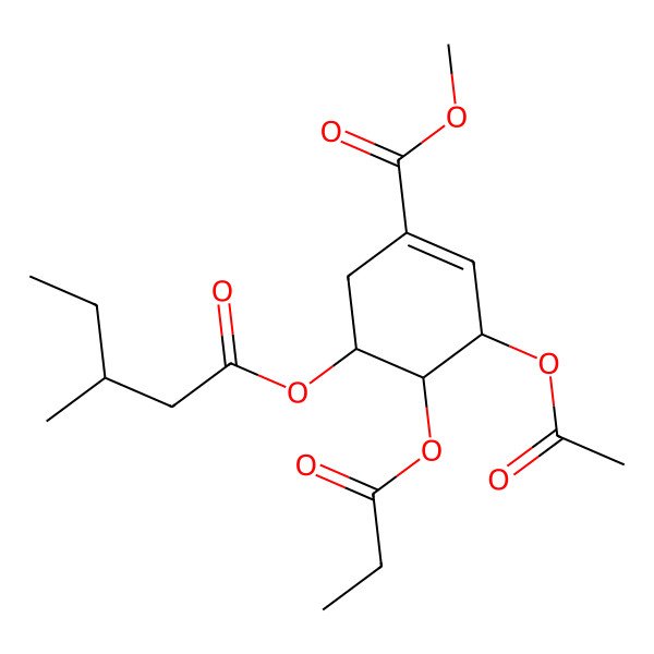 2D Structure of Methyl 3-acetyloxy-5-(3-methylpentanoyloxy)-4-propanoyloxycyclohexene-1-carboxylate