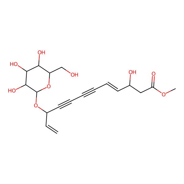 2D Structure of Methyl 3-hydroxy-10-[3,4,5-trihydroxy-6-(hydroxymethyl)oxan-2-yl]oxydodeca-4,11-dien-6,8-diynoate