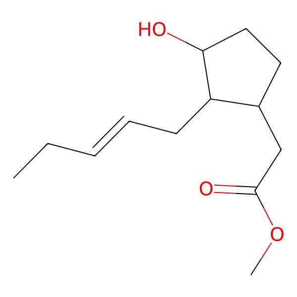2D Structure of Methyl [3-hydroxy-2-(pent-2-en-1-yl)cyclopentyl]acetate