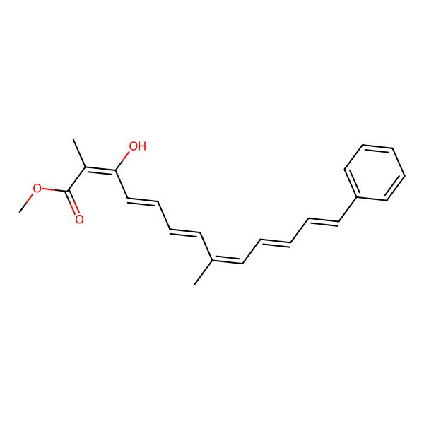 2D Structure of Methyl 3-hydroxy-2,8-dimethyl-13-phenyltrideca-2,4,6,8,10,12-hexaenoate