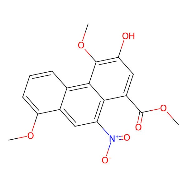2D Structure of Methyl 3-hydroxy-4,8-dimethoxy-10-nitrophenanthrene-1-carboxylate
