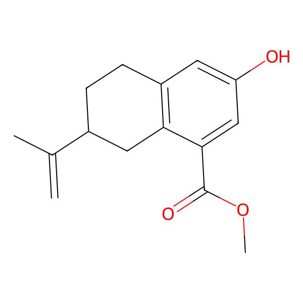 2D Structure of Methyl 3-hydroxy-7-prop-1-en-2-yl-5,6,7,8-tetrahydronaphthalene-1-carboxylate