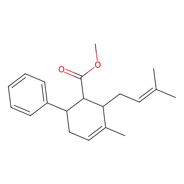 2D Structure of Methyl 3-methyl-2-(3-methylbut-2-enyl)-6-phenylcyclohex-3-ene-1-carboxylate 2D Structure of Methyl 3-methyl-2-(3-methylbut-2-enyl)-6-phenylcyclohex-3-ene-1-carboxylate