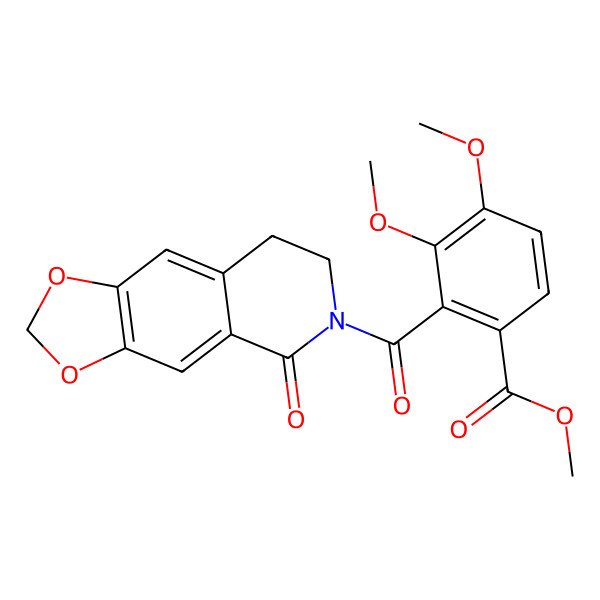 2D Structure of Methyl 3,4-dimethoxy-2-(5-oxo-7,8-dihydro-[1,3]dioxolo[4,5-g]isoquinoline-6-carbonyl)benzoate