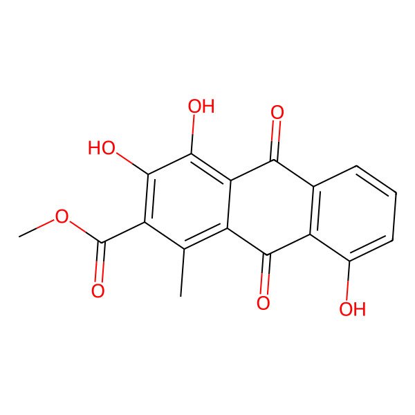 2D Structure of Methyl 3,4,8-trihydroxy-1-methyl-9,10-dioxoanthracene-2-carboxylate