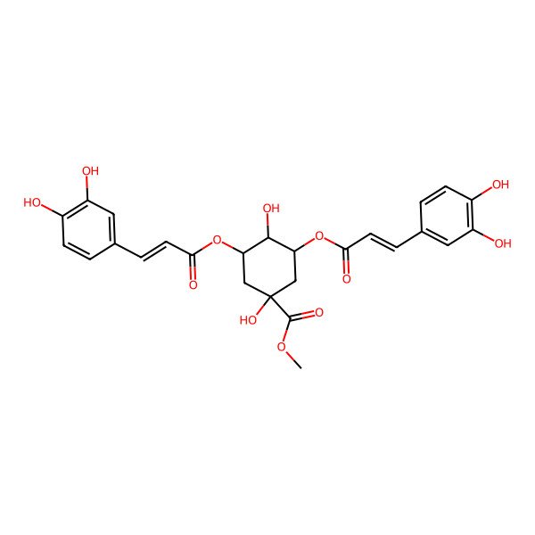 2D Structure of Methyl 3,5-bis[3-(3,4-dihydroxyphenyl)prop-2-enoyloxy]-1,4-dihydroxycyclohexane-1-carboxylate