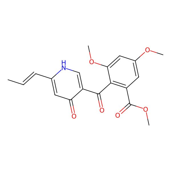 2D Structure of methyl 3,5-dimethoxy-2-(4-oxo-6-prop-1-enyl-1H-pyridine-3-carbonyl)benzoate