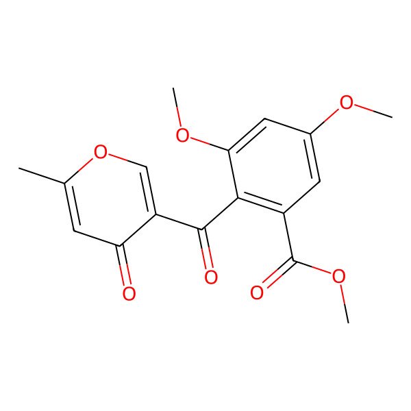 2D Structure of Methyl 3,5-dimethoxy-2-(6-methyl-4-oxopyran-3-carbonyl)benzoate