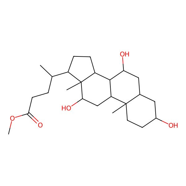 2D Structure of methyl 4-(3,7,12-trihydroxy-10,13-dimethyl-2,3,4,5,6,7,8,9,11,12,14,15,16,17-tetradecahydro-1H-cyclopenta[a]phenanthren-17-yl)pentanoate