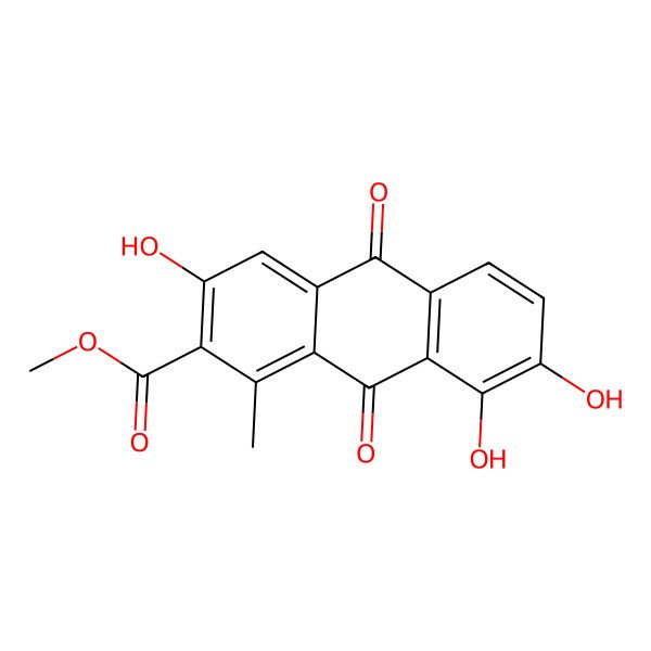 2D Structure of Methyl 3,7,8-trihydroxy-1-methyl-9,10-dioxoanthracene-2-carboxylate