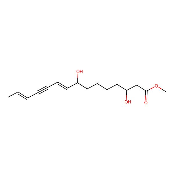 2D Structure of Methyl 3,8-dihydroxypentadeca-9,13-dien-11-ynoate 2D Structure of Methyl 3,8-dihydroxypentadeca-9,13-dien-11-ynoate