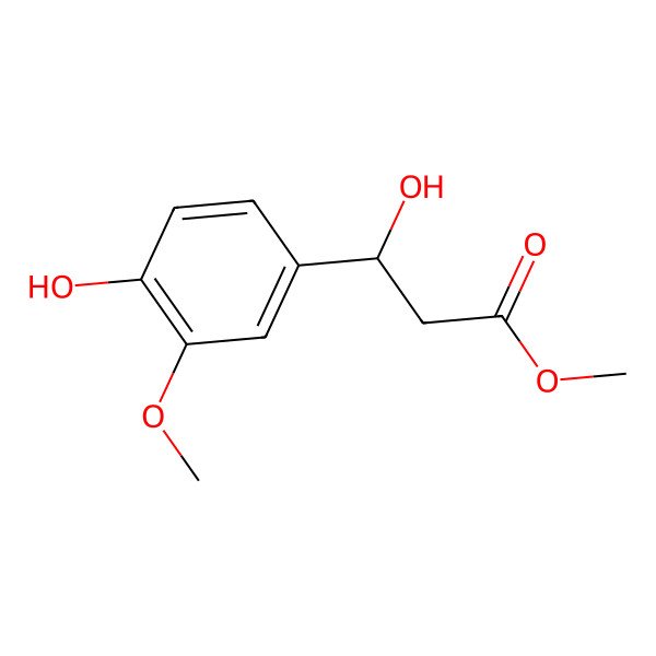 2D Structure of methyl (3R)-3-hydroxy-3-(4-hydroxy-3-methoxyphenyl)propanoate