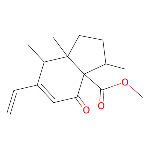 2D Structure of methyl (3R,3aR,7R,7aS)-6-ethenyl-3,7,7a-trimethyl-4-oxo-1,2,3,7-tetrahydroindene-3a-carboxylate