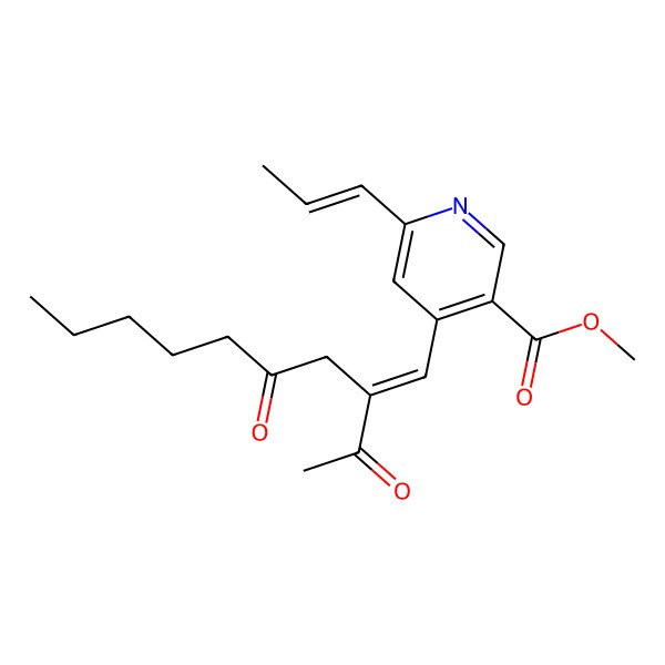 2D Structure of Methyl 4-(2-acetyl-4-oxonon-1-enyl)-6-prop-1-enylpyridine-3-carboxylate