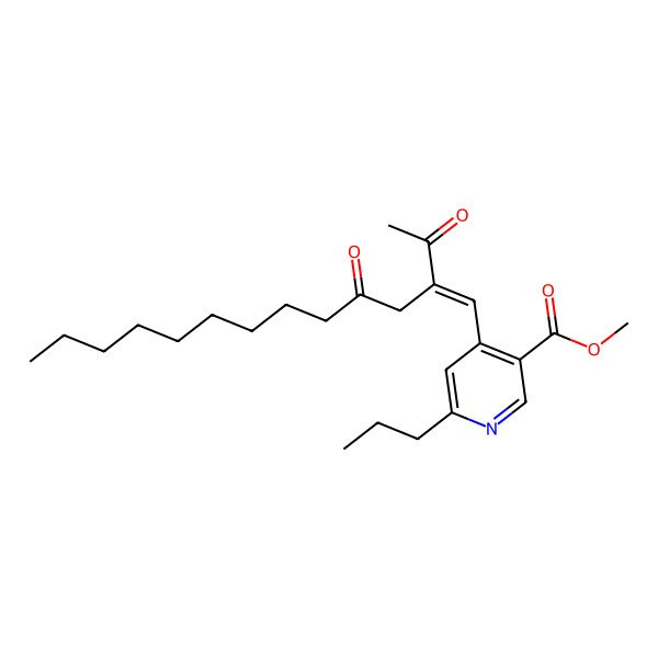 2D Structure of Methyl 4-(2-acetyl-4-oxotridec-1-enyl)-6-propylpyridine-3-carboxylate