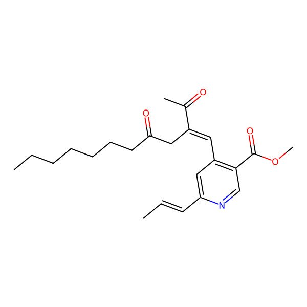 2D Structure of Methyl 4-(2-acetyl-4-oxoundec-1-enyl)-6-prop-1-enylpyridine-3-carboxylate