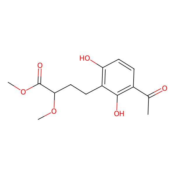 2D Structure of Methyl 4-(3-acetyl-2, 6-dihydroxyphenyl)-2-methoxybutanoate