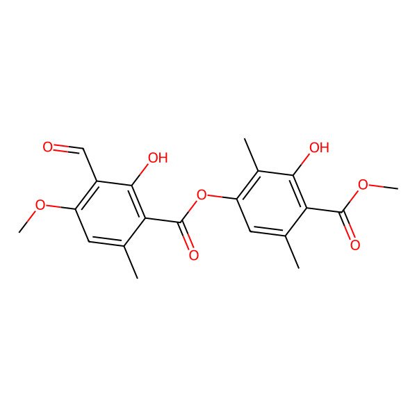 2D Structure of Methyl 4-(3-formyl-2-hydroxy-4-methoxy-6-methylbenzoyl)oxy-2-hydroxy-3,6-dimethylbenzoate